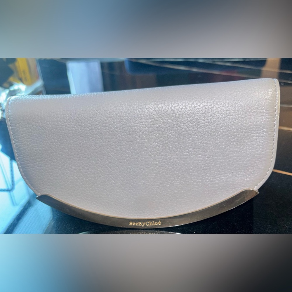 See By Chloe Cream Crescent Leather Crossbody Clutch